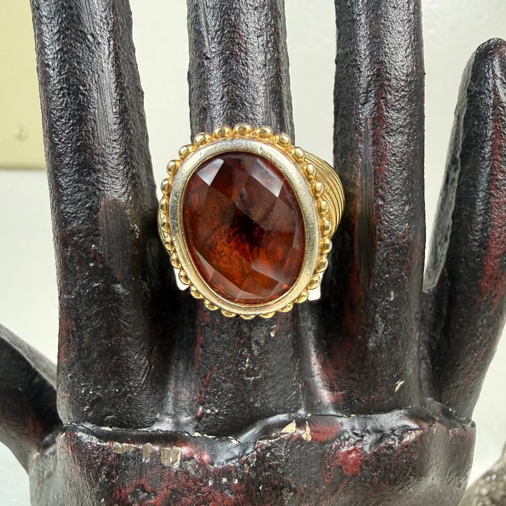 Ross-Simons Gold Vermeil over Sterling Silver Dark Orange Sapphire Ring 8.5